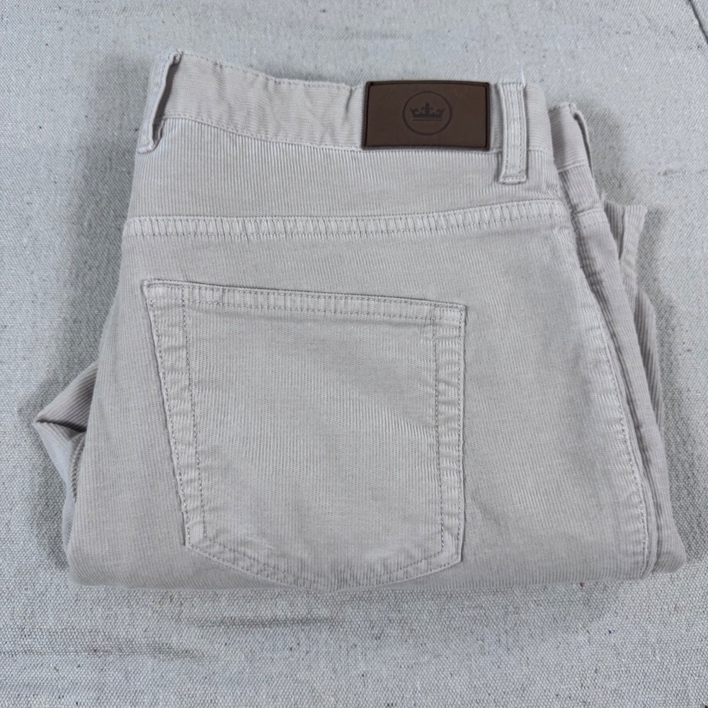 Peter Millar Corduroy Pants Mens 36x28 Beige Excellent 5-Pocket Straight Leg Tan